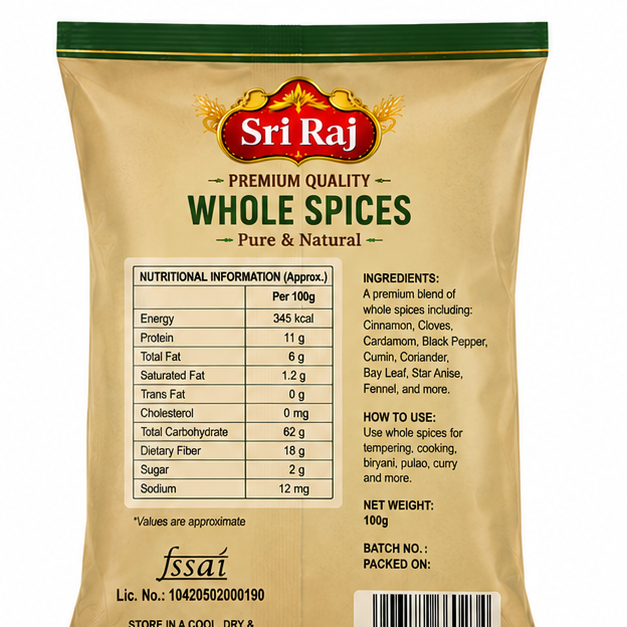 Sri raj whole spices 100g